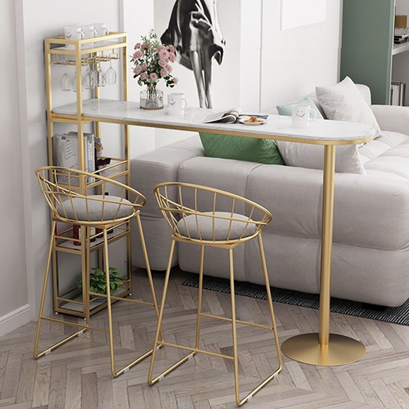 Modern Footrest Bar Stool Low Back Grey Bar & Counter Stool for Living Room