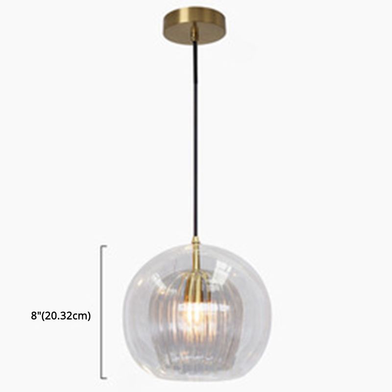 Contemporary Spherical Pendant Lighting Glass Dinning Room Ceiling Pendant Light in Gold