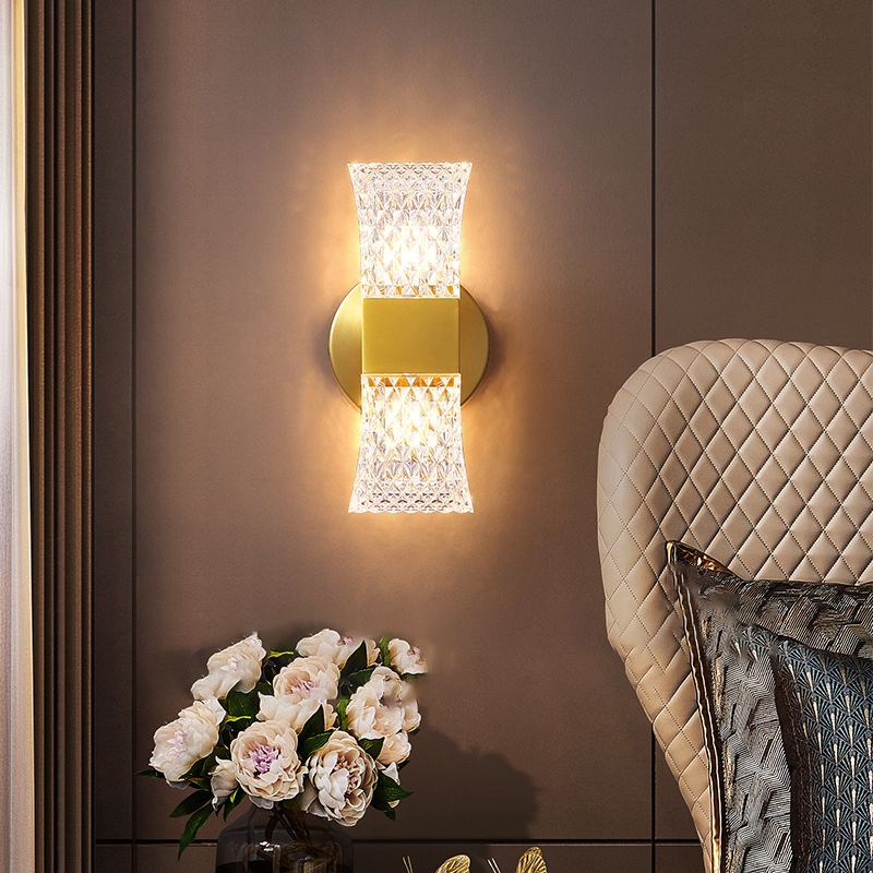 Moderner Stil Geometrischer Schatten Wandleuchte Kristallwandhalterung Leuchte in Gold
