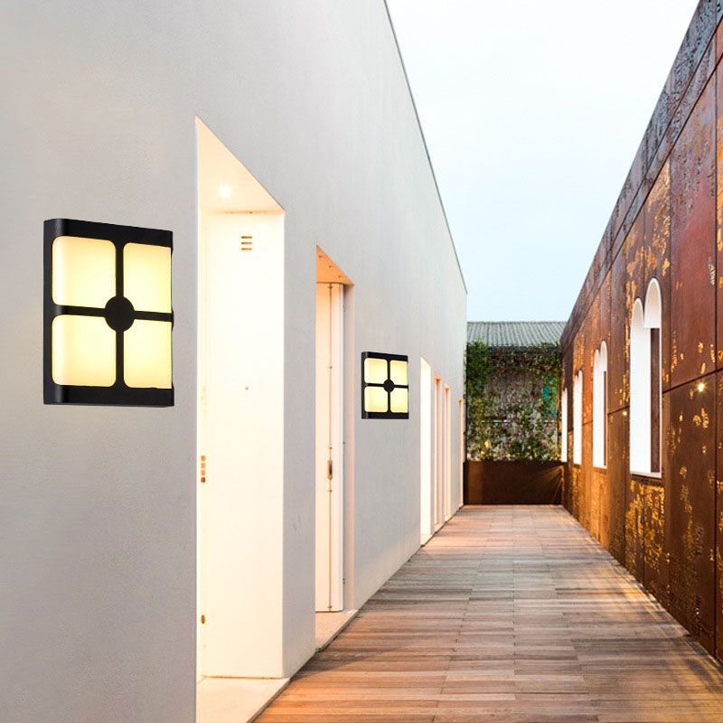 Geometrical Acrylic Wall Sconce Light Minimalist Black LED Wall Mount Lighting for Courtyard