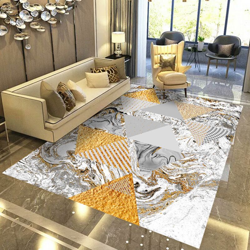 Modern Geometric Abstract Pattern Rug Multi Color Synthetics Carpet Anti-Slip Pet Friendly Machine Washable Rug for Living Room