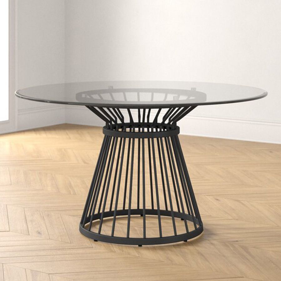Runde transparente Esstisch Kiefernglas Tisch moderner Stil mit Sockel