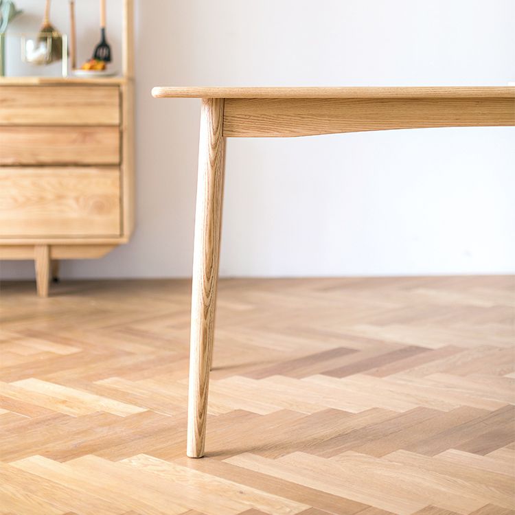 Mesa de comedor de madera rectangular en la naturaleza Mesa de madera de ceniza moderna con 4 patas