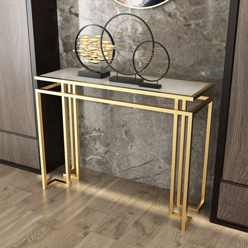 Glam Accent Table Antique Finish Sofa Console Table with Shelf