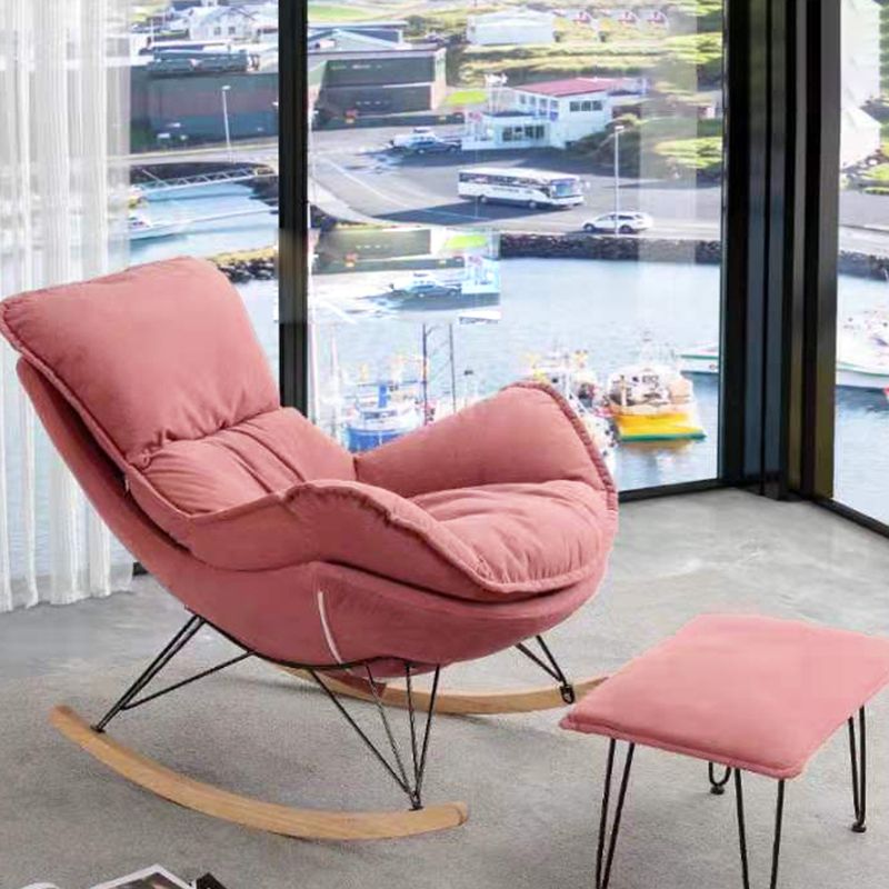Contemporary Rocking Chair Fabric Upholstered Wing Chair Back Indoor Rocking Chair