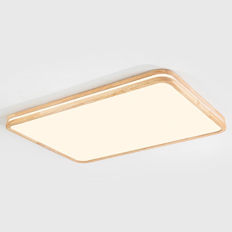 1 Light Geometric Flush Mount Fixture Contemporary Wood Flush Light