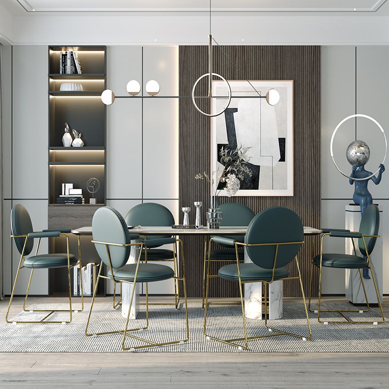 Glam Style Dining Side Chair Open Back Luxury Upholstered Dining Single Chair