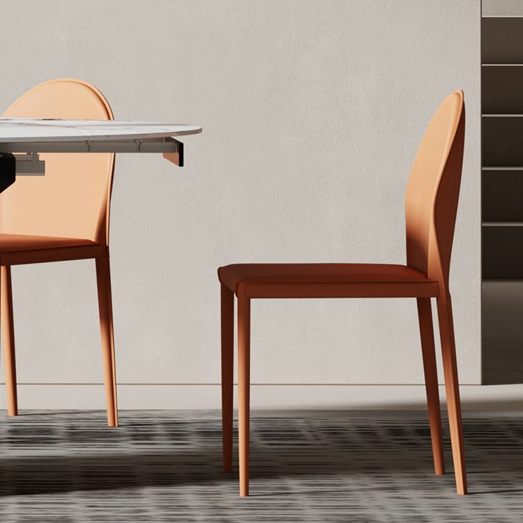 Sillas de comedor de cuero de estilo minimalista, sillas laterales sin brazos con respaldo sólido para uso doméstico