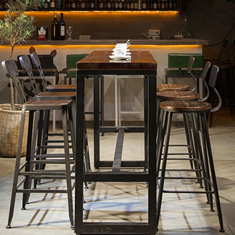 Industrial 1/7 Pieces Bar Table Set Rectangle Wood Counter Table with High Stools for Cafe