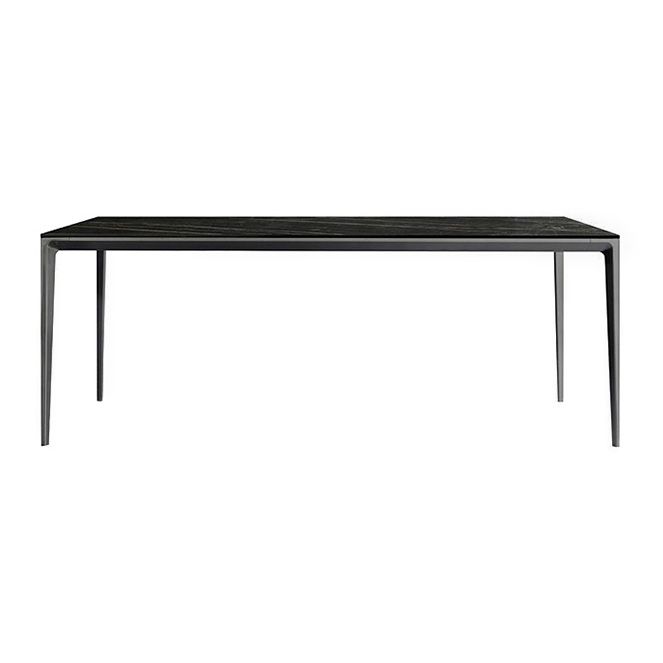 Mesa de comedor contemporánea rectángulo Mesa de piedra sinterizada con 4 piernas negras