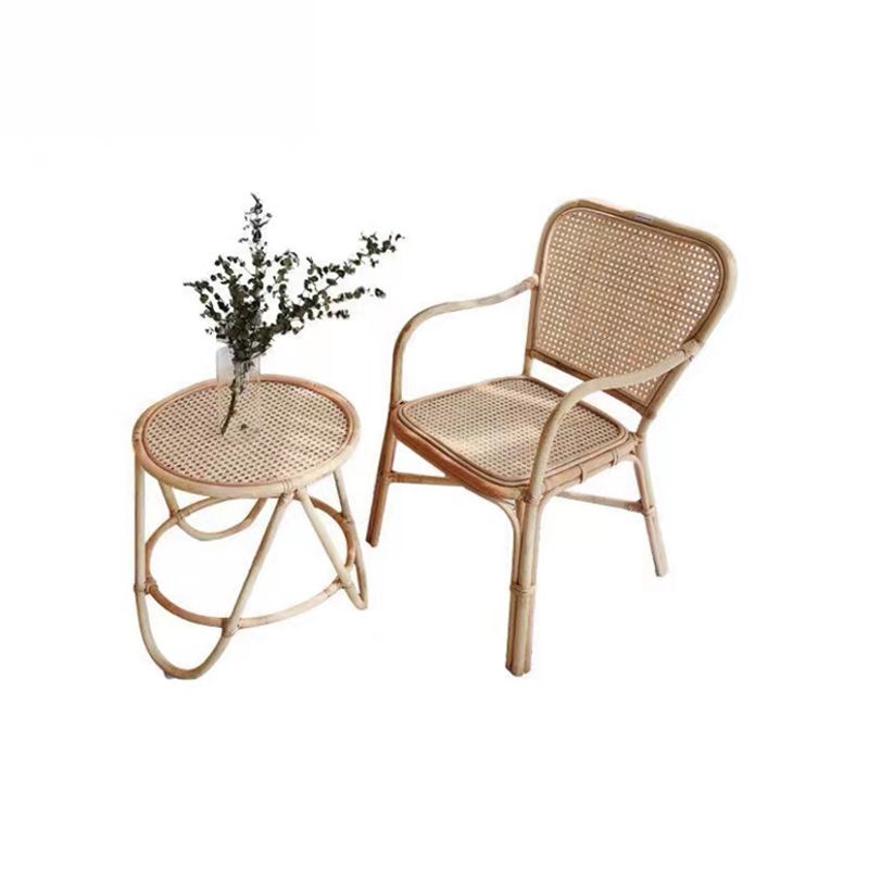 20" Wide Tropical Rattan Dining Armchair Natural Outdoor Chair