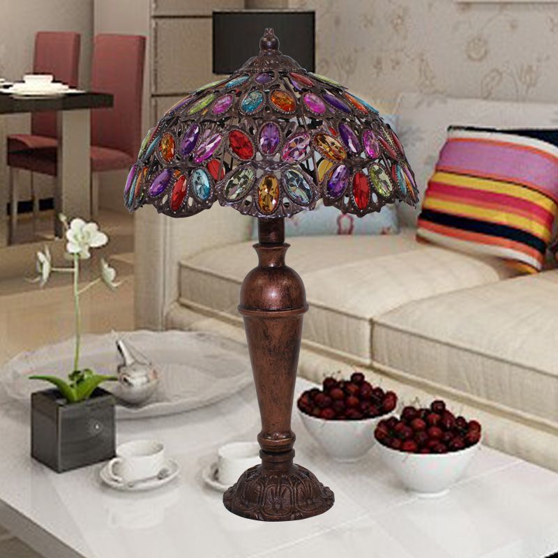 1 lampadina da tavolo da notte art deco cupola lampada da comodino in rosso in rosso/giallo/verde per soggiorno