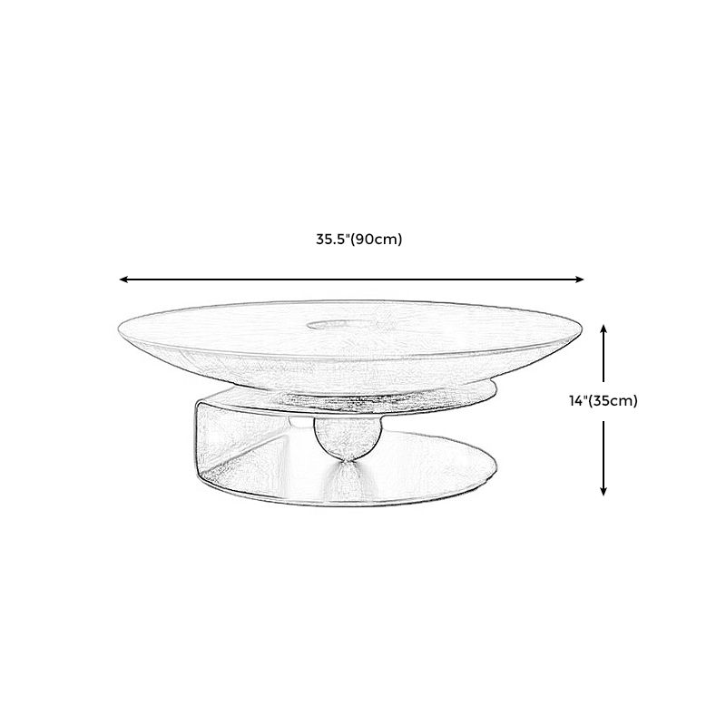 Modern Style Wood Walnut/black Top Stainless Steel Base Round Coffee Table