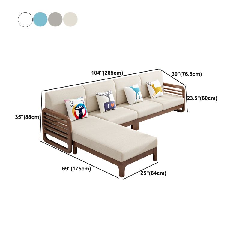 Nordic Fabric Sofa Chaise Living Room Square Arm Cushions Sofa Bed