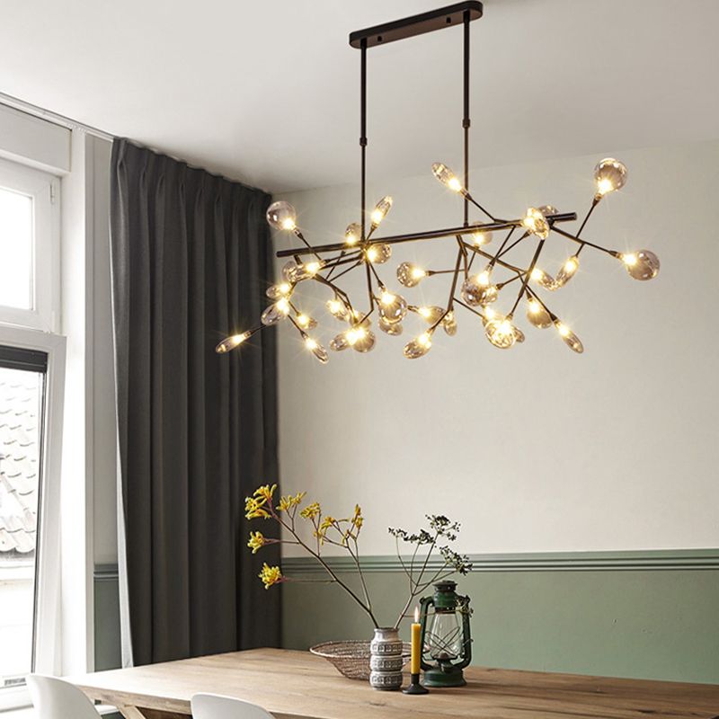 Firewcord Shape Island Lights Modern Style Acrylic Metal Chandelier Lights For Dining Room