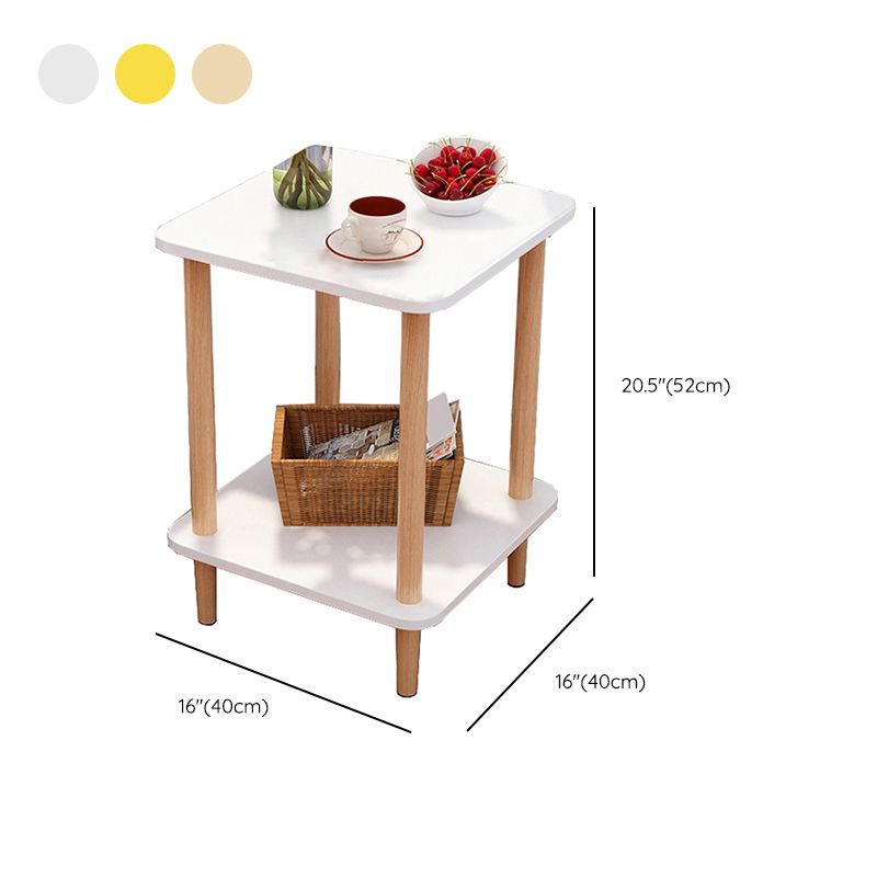 Wood 4 Legs End Table Modern Side End Snack Table for Living Room
