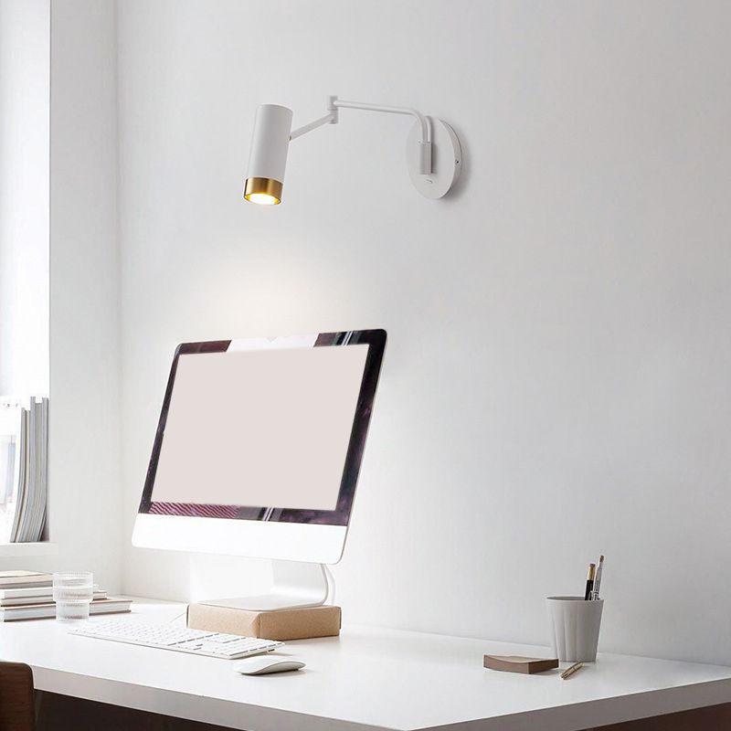 Black/White Single Modern Wall Mounted Sconce Metal Wall Light for Bedroom