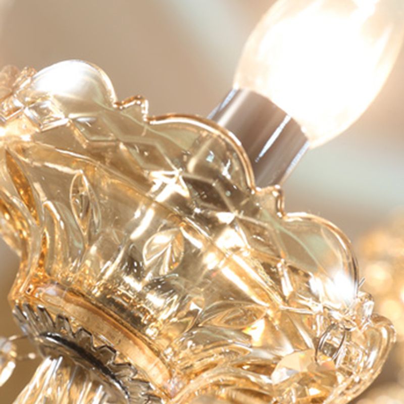 Lustre en verre léger de bougie de luxe traditionnelle avec décoration en cristal