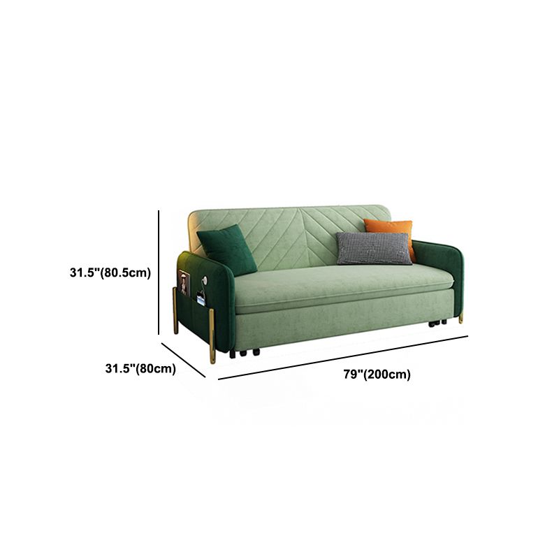 2/3-Seater Modern Sofa in Green Square Arm Sofa Bed with Storage