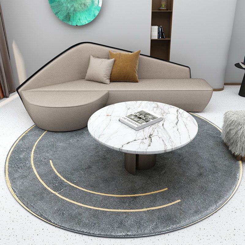 Stylish Modern Area Carpet Color-Blocked Polyester Area Rug Anti-Slip Washable Rug for Living Room
