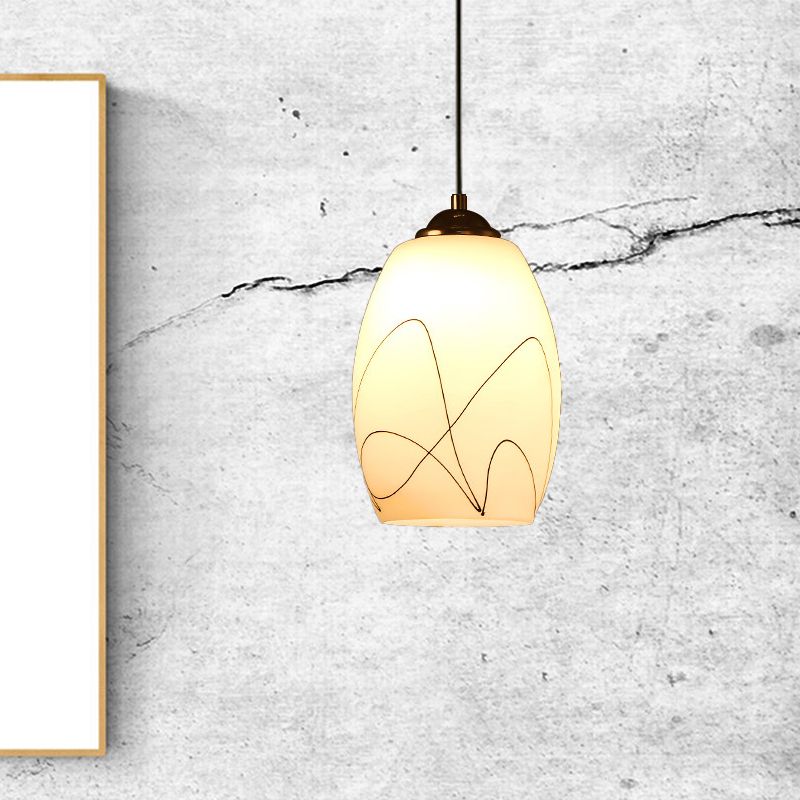 Wave Tulip White Glass Anhängerlampe moderne 1 Kopf schwarz hängende Deckenleuchte für Esszimmer