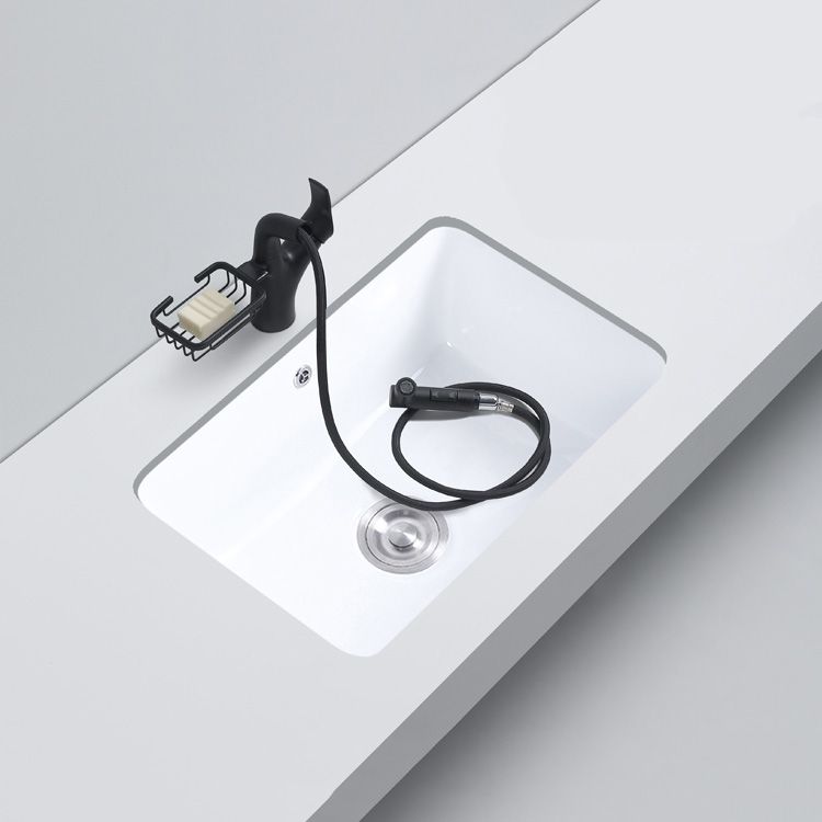 Modern Bathroom Sink Porcelain with Overflow and Drain Assembly Undermount Vanity Sink
