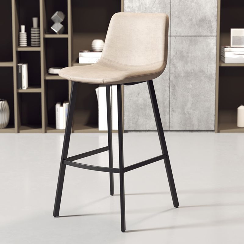 Armless Faux Leather Counter Stool Industrial Footrest Bar Stool
