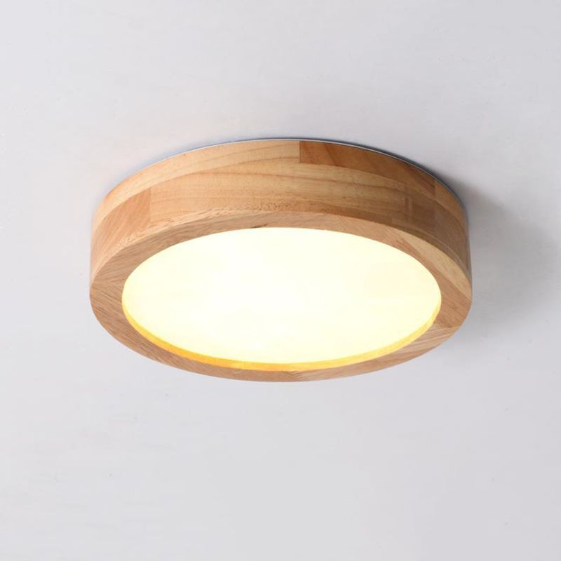 Ronde semi-inbouw plafondlamp moderne stijl houten 1-lichts semi-gemonteerde verlichting