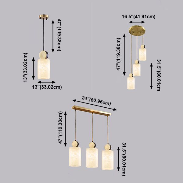 Lámpara colgante de comedor Contemporáneos de techo de techo de mármol múltiple de bulbo