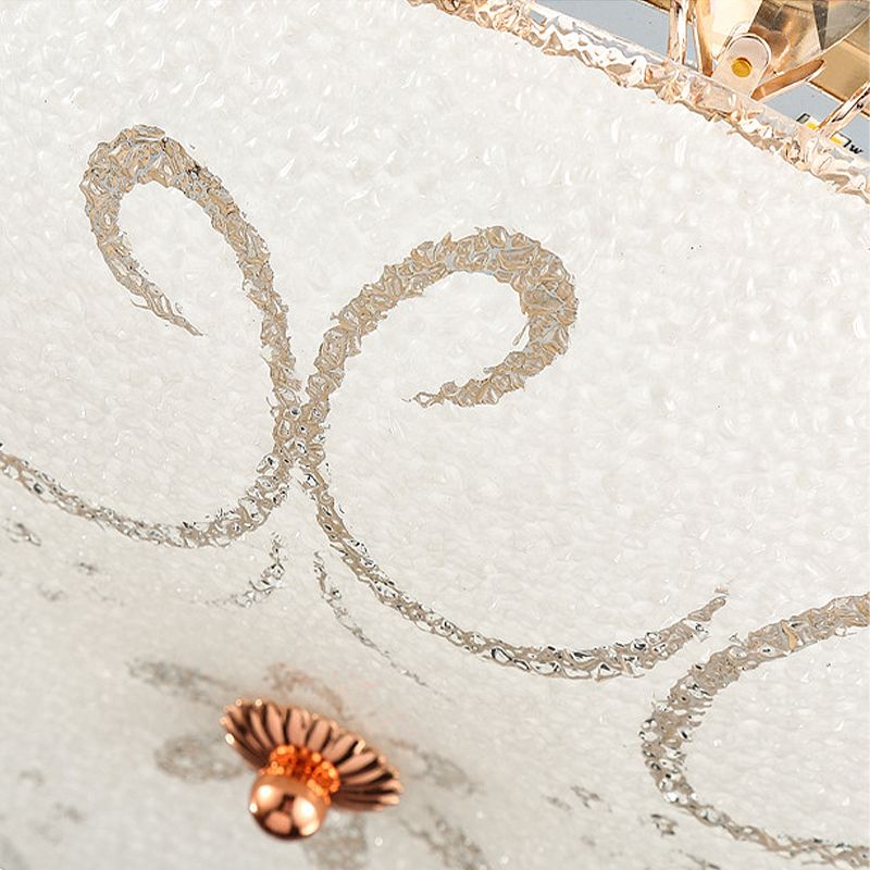 Witte Glazen Ketel Plafond Lamp Moderne Led Flush Mount Light Armatuur met K9 Crystal Accent, 12 "/16" /19.5 " Wide