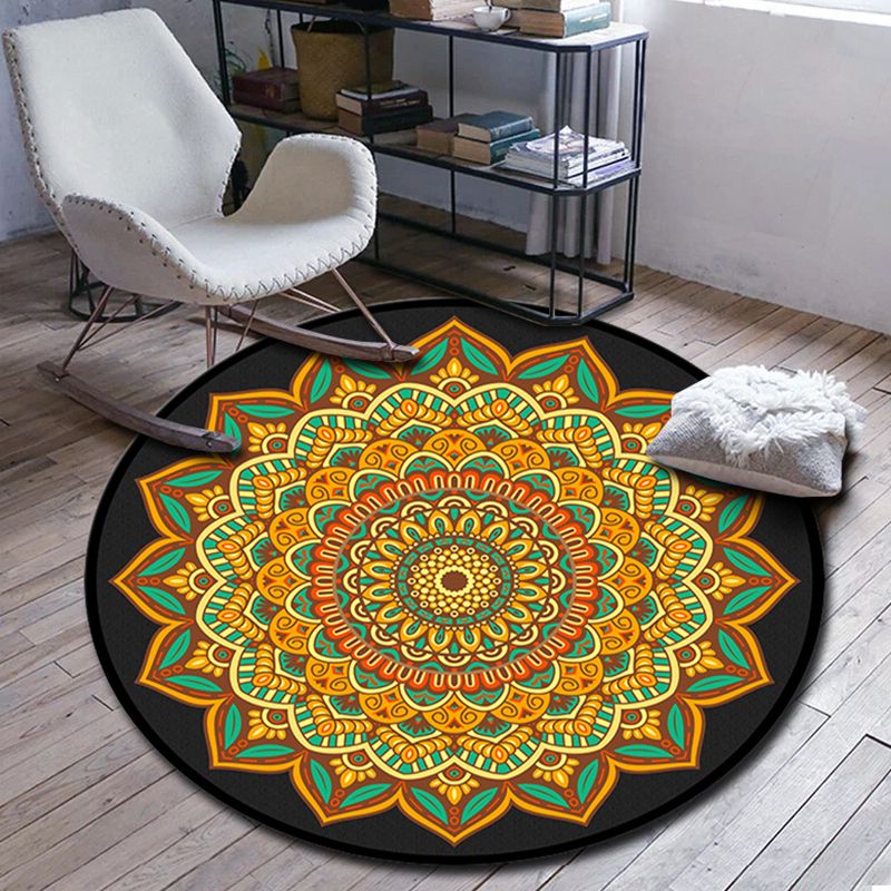 Folks Multicolor Mandala Rug Synthetics Moroccan Rug Machine Washable Non-Slip Pet Friendly Carpet for Living Room