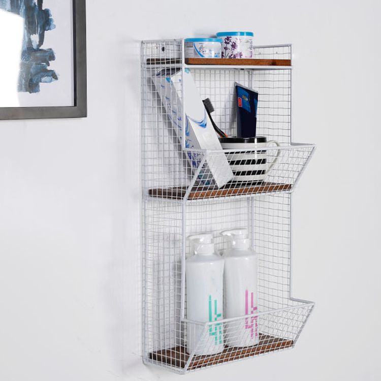 Industrial Wall Unit Bookshelf with Iron Frame Pine Wood Shelf