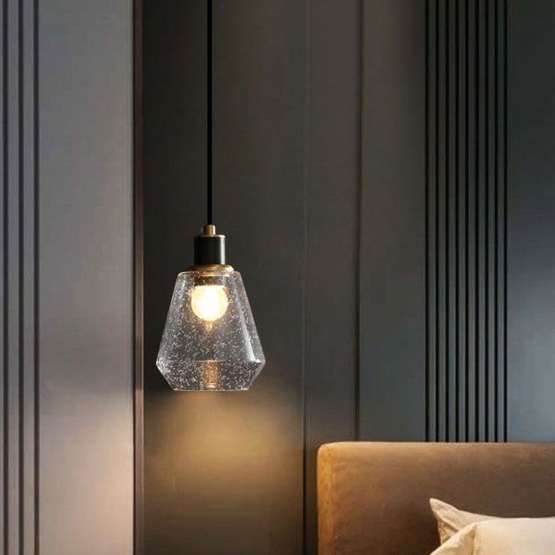 Geometrie hanglampverlichting bevestiging eenvoudige helder geplaatste glas met een slaapkamer hanglamp