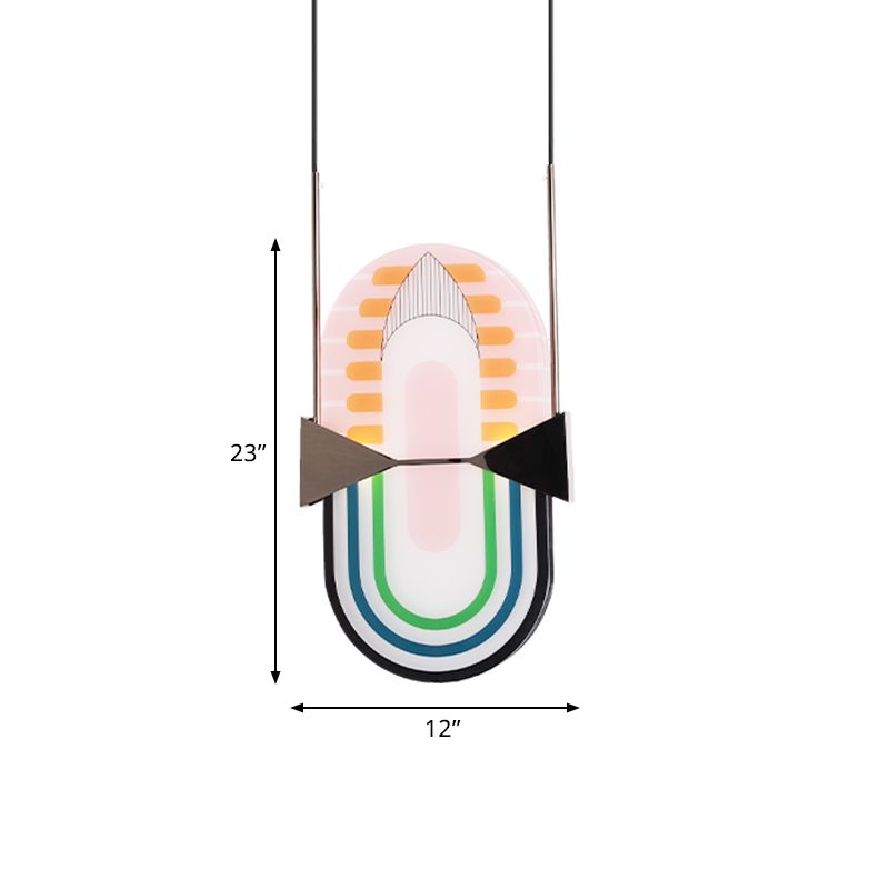 Pink Glass Oval Anhänger Kronleuchter Designer 2 Lichter hängende Deckenleuchte für Bett