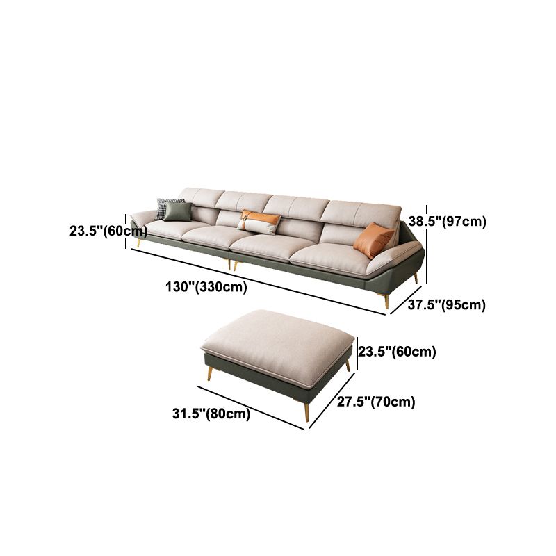 Flared Arm Faux Leather Furniture Sectionals in Green and White