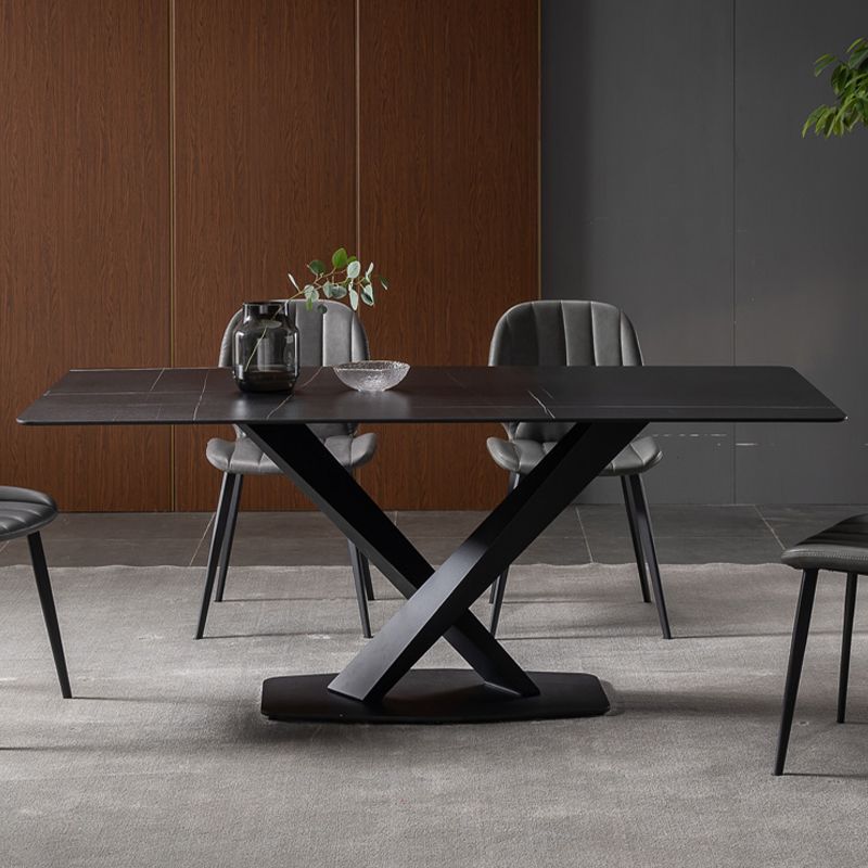 Black Stone Top Dining Table Set with Gray Chairs 1/4/5/7 Pieces Modern Dinette Set
