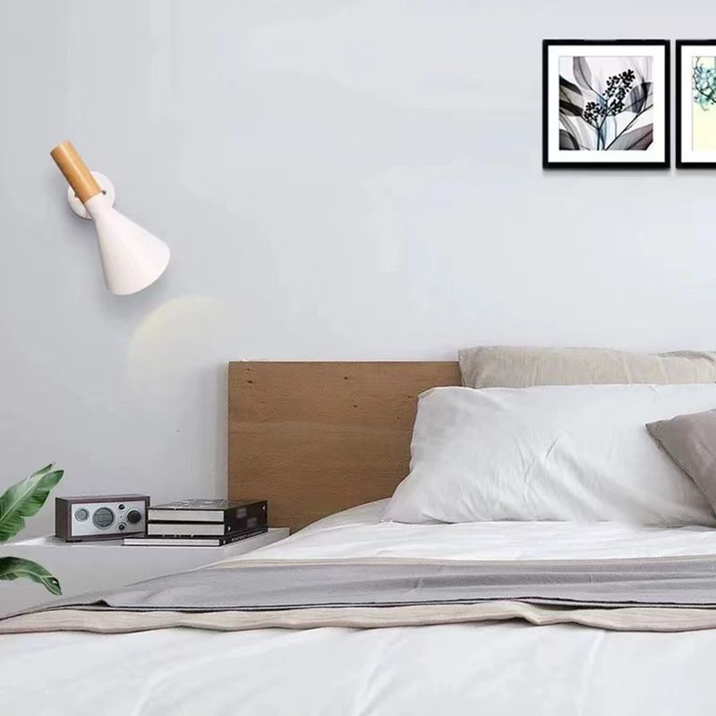 Cone Shape Wood Vanity Sconce Light Modern Style 1-Light Vanity Mirror Lights