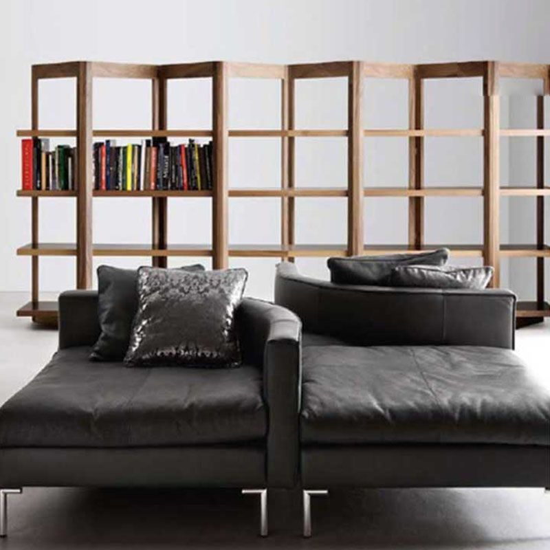 Open Back Folding Bookshelf Wood Contemporary Bookcase for Home