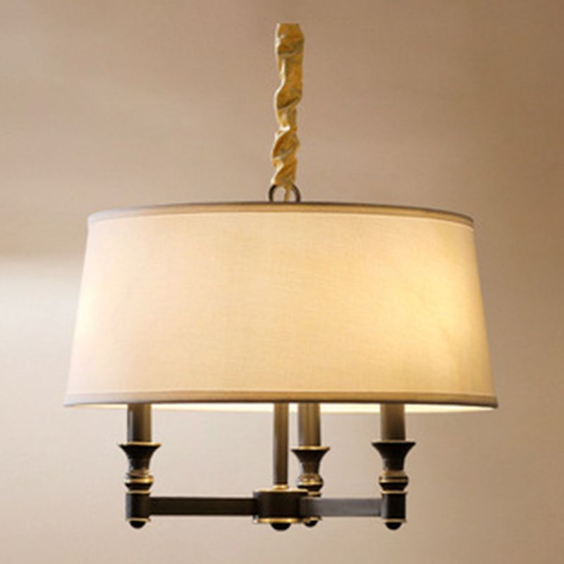 3-Light Traditional Fabric Chandelier Drum Ceiling Light for Dining Room
