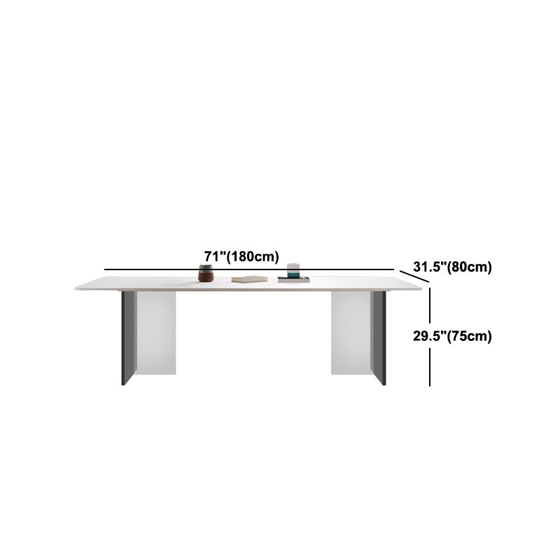 Modern Dining Table with White Stone Rectangle Dining Table for Kitchen