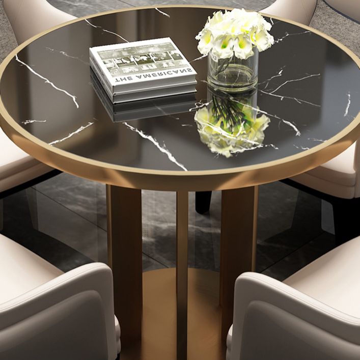 Modern Sintered Stone Dining RoomSet with Round Table and Metal Base Dining Table Furniture