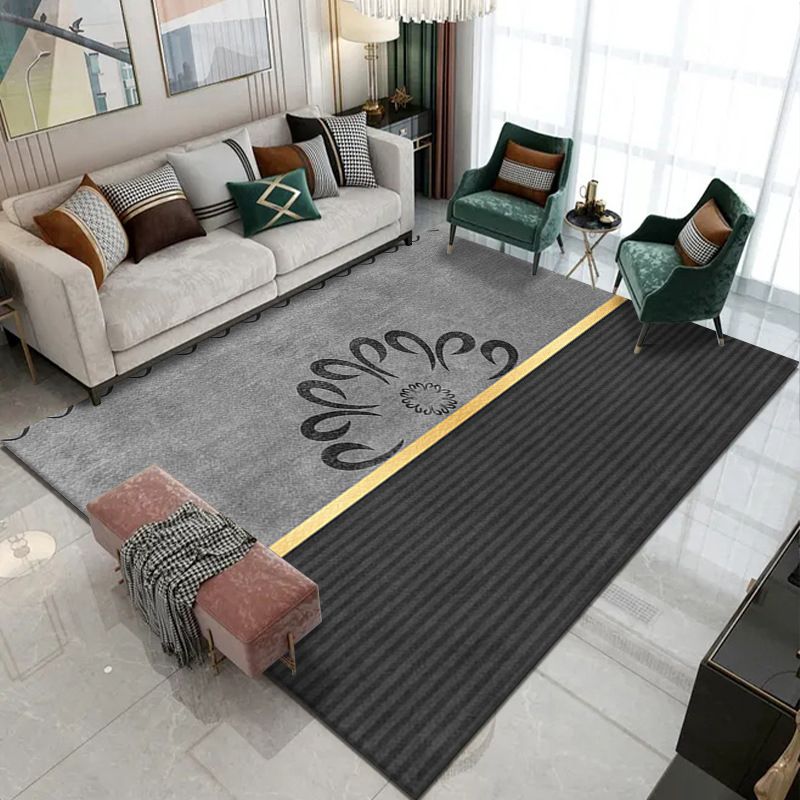 Gorgeous Modern Rug Gold Feather Rug Non-Slip Backing Rug for Home Decor