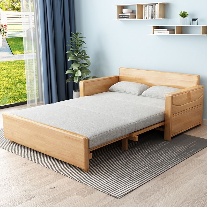 Contemporary 27.55"H Cotton Blend Wood Frame Square Arm Sofa Bed