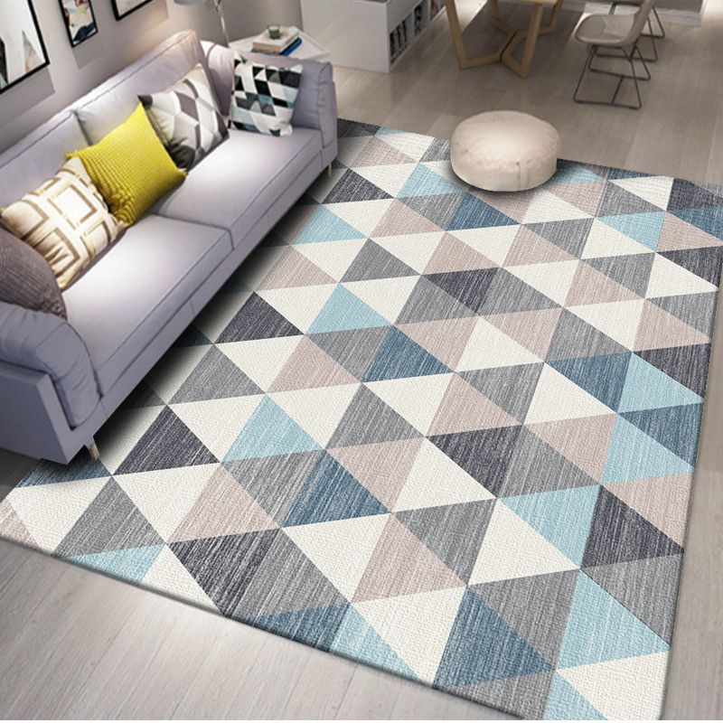 Dark Gray Lozenge Rug Polyester Modern Rug Washable Rug for Home Decor