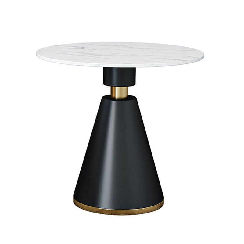 Metal Traditional Luxury Round Table Sintered Stone Top Indoor Table with Pedestal Base