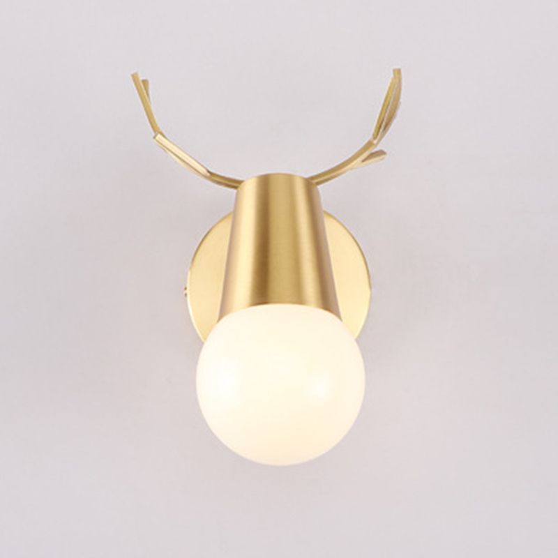 Open Bulb Antler Postmodern Wall Sconce One Blub Wall Mounted Light Fixture for Bedroom