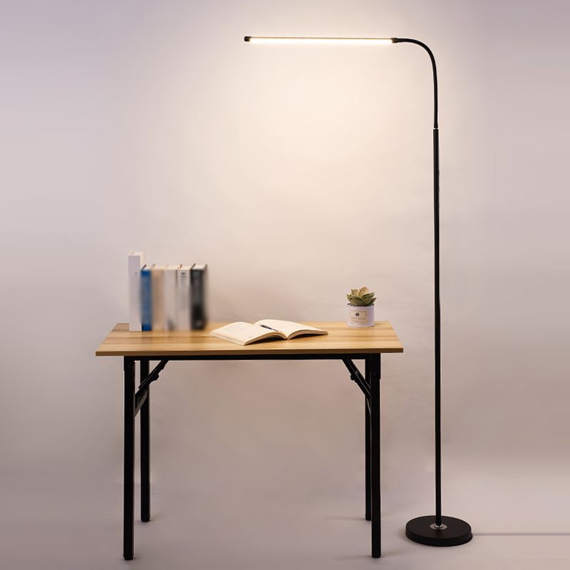 Linear Shape Metal Floor Light Modern Style 1 Light Floor Light Fixtures in Black