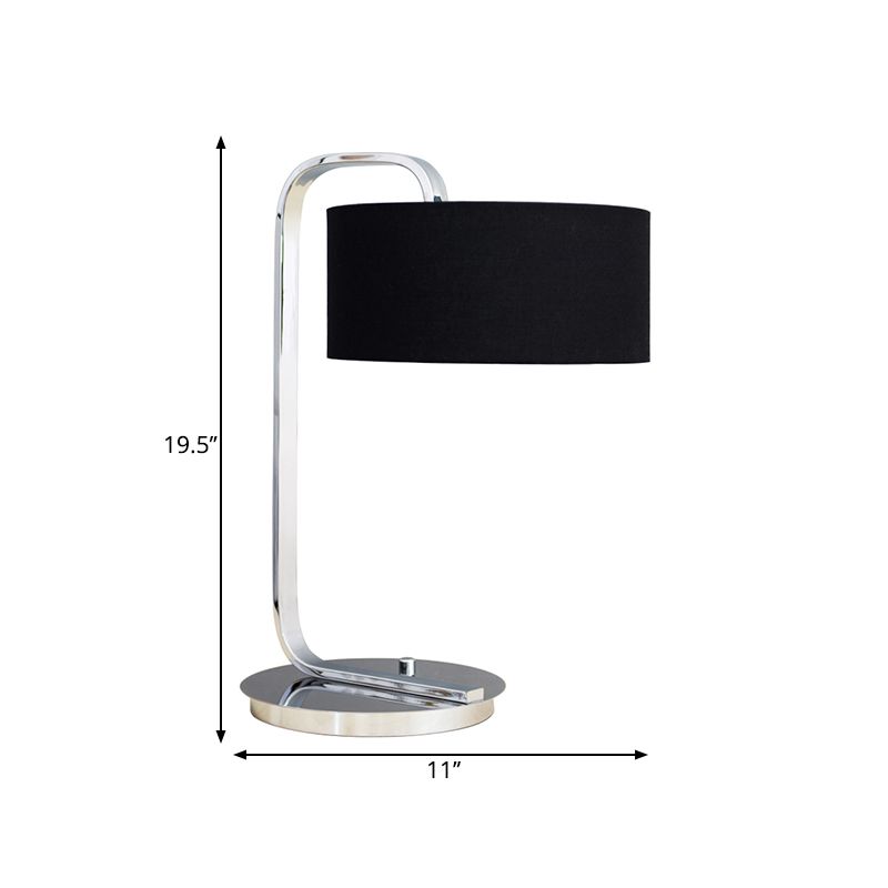 Eenvoud 1-Bulb nachtkastje licht zwart/witte cilinder nachttafellamp met stofschaduw voor het bedzijde