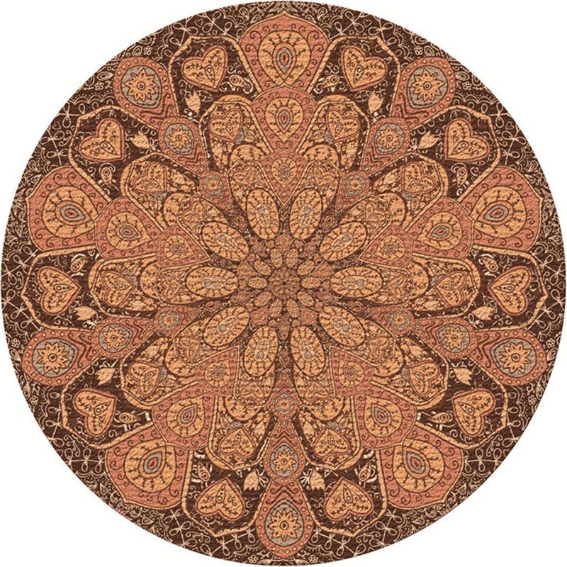 Moroccan Living Room Rug Multi-Color Flower Rug Polyester Machine Washable Stain Resistant Non-Slip Backing Area Carpet