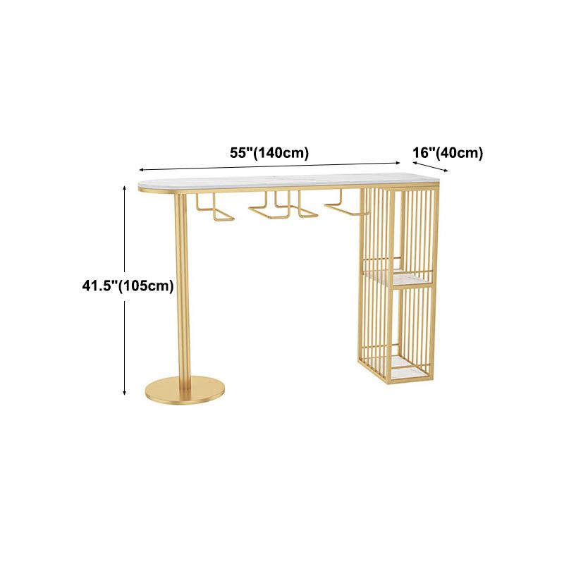 Glam 41.3 "H Mesa de barra de hierro de H Mesa de bistro de mármol de mármol en oro en oro